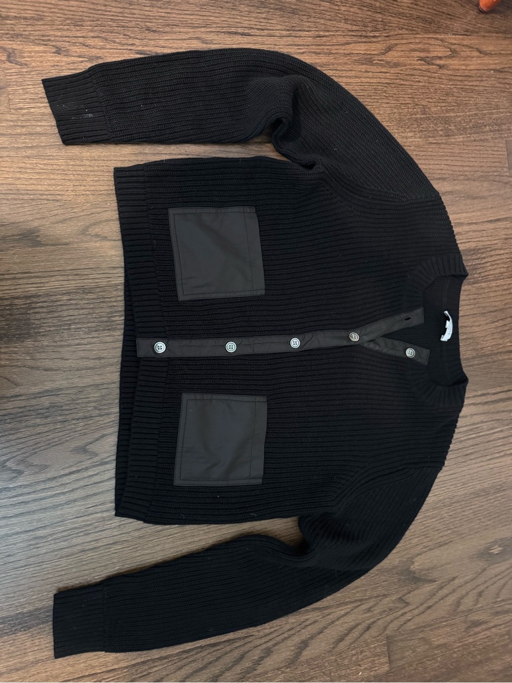 Women’s Ribbed Button-Front Sweater with Patch Pockets